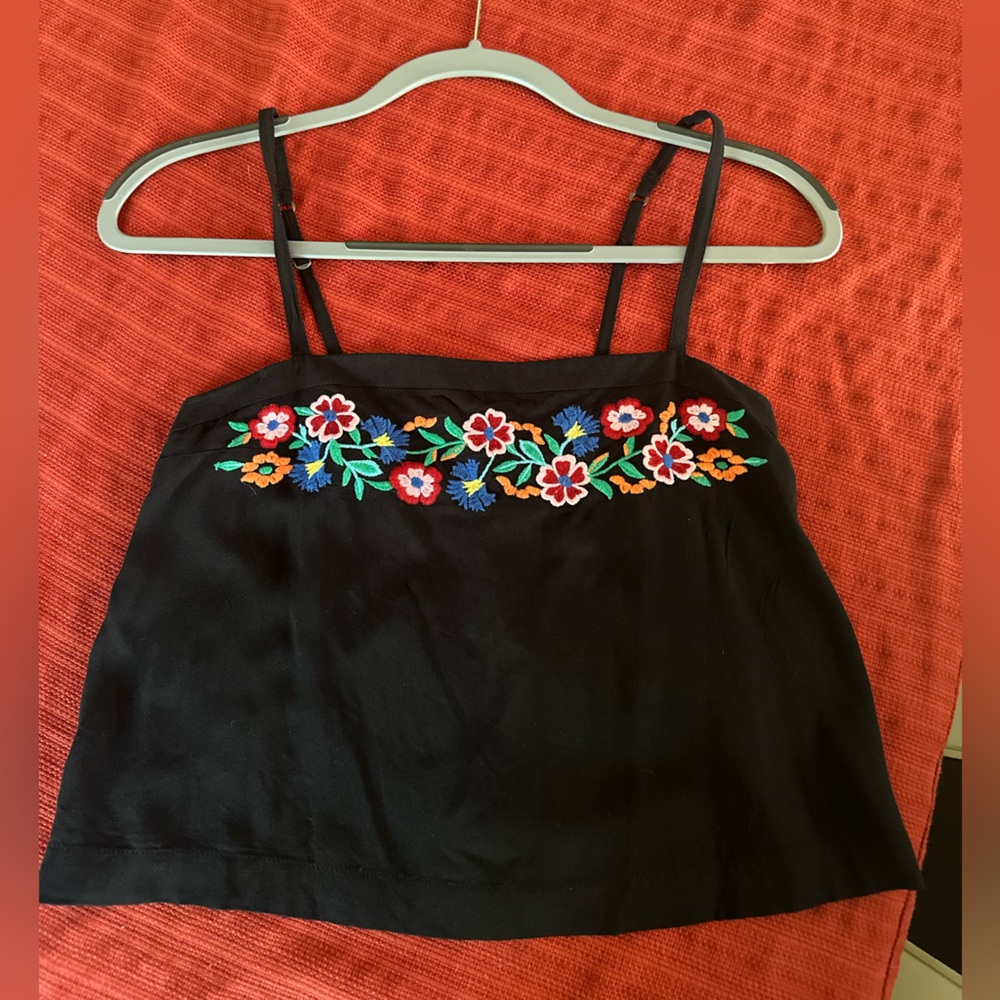 Hollister Black Tank with Floral Design Size Small